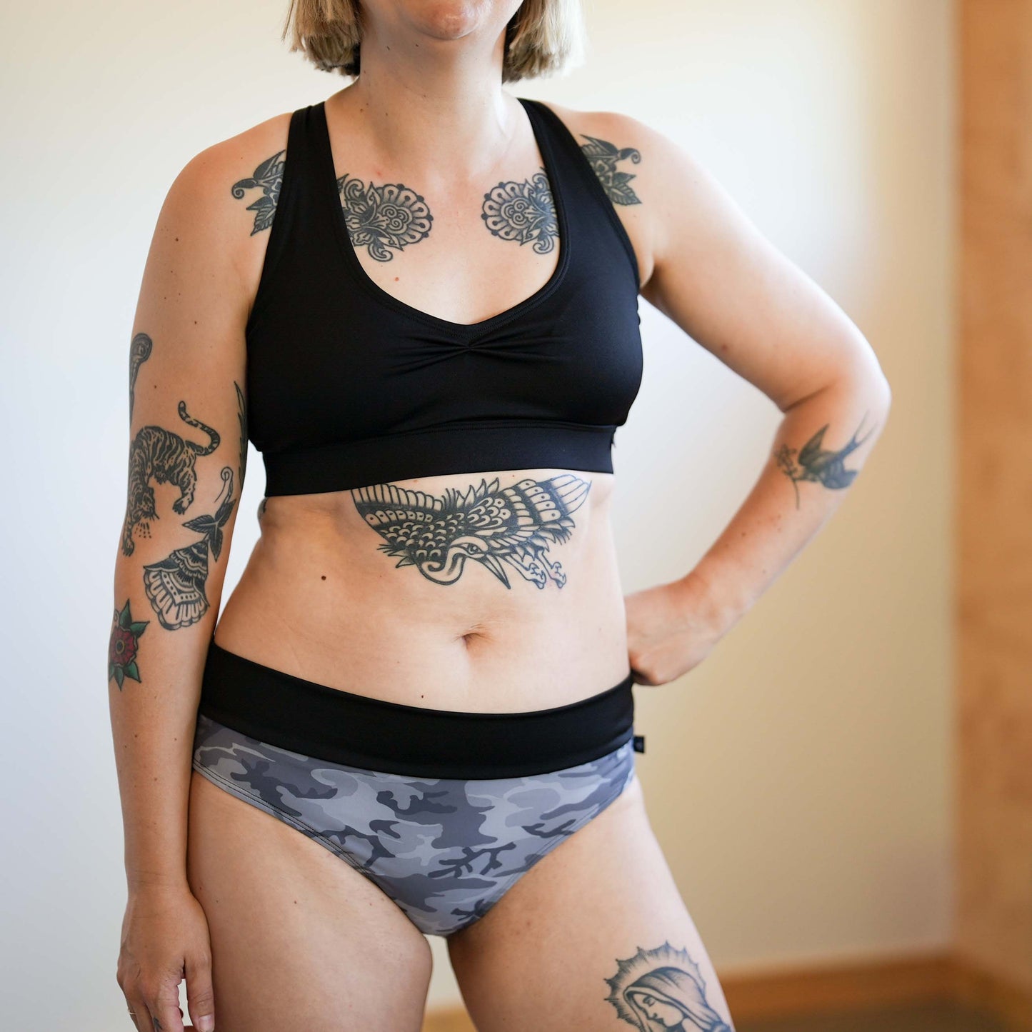 ASTER | Bas de bikini taille régulière | Camo