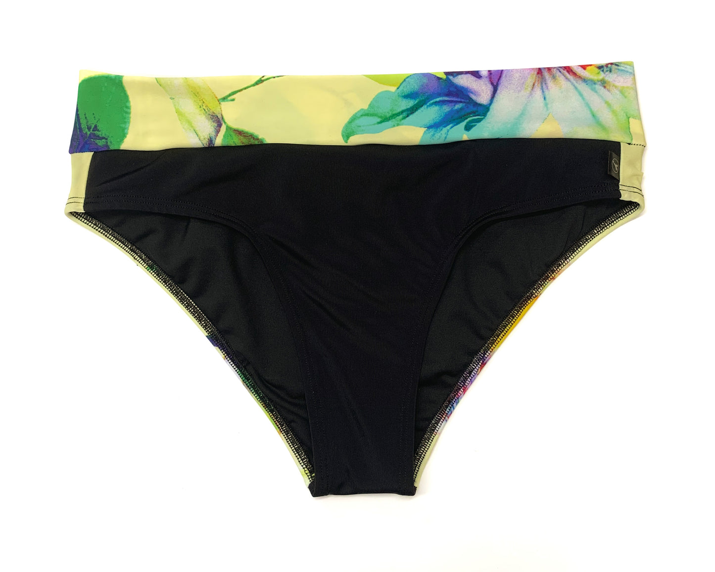 ASTER | Bas de bikini taille régulière | Flora noir