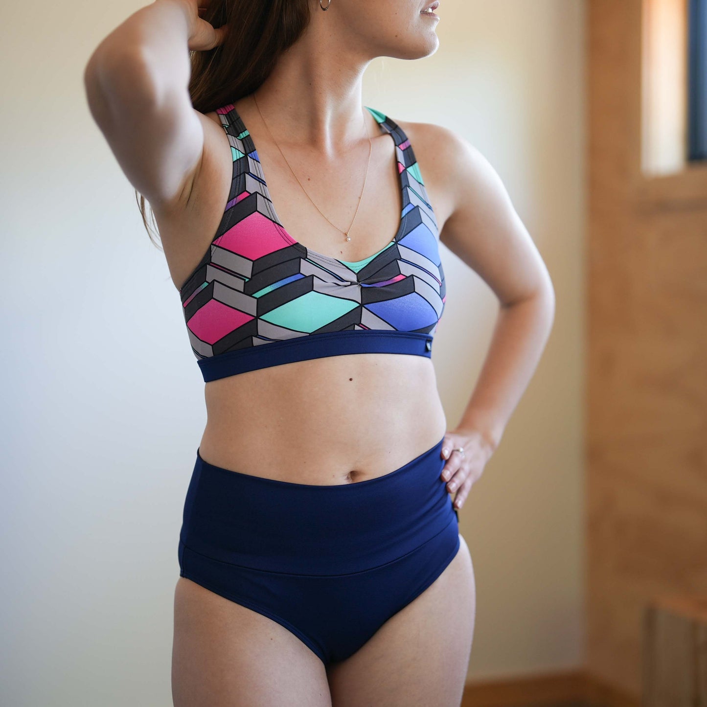 KALIMA | Bas de bikini taille haute | Marine