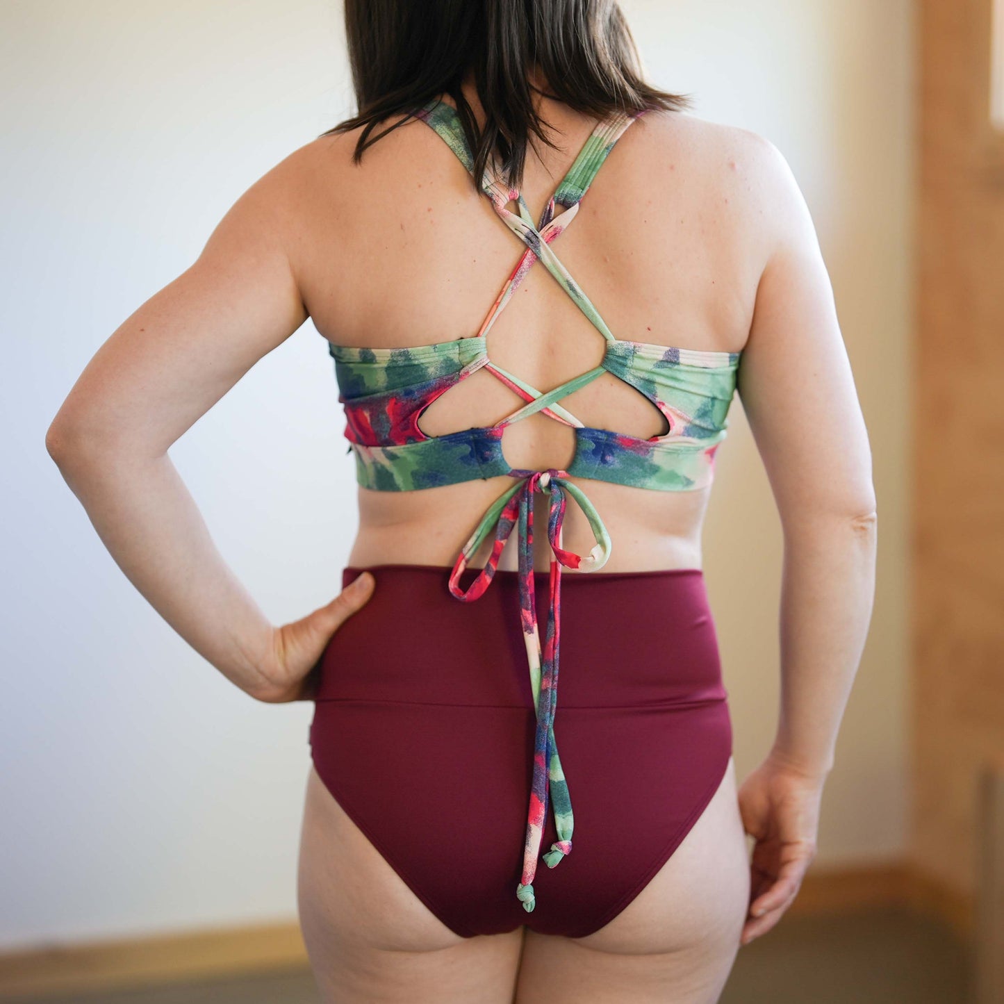 KALIMA | Bas de bikini taille haute | Bordeaux