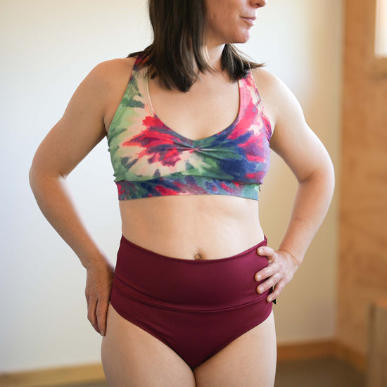 KALIMA | Bas de bikini taille haute | Bordeaux